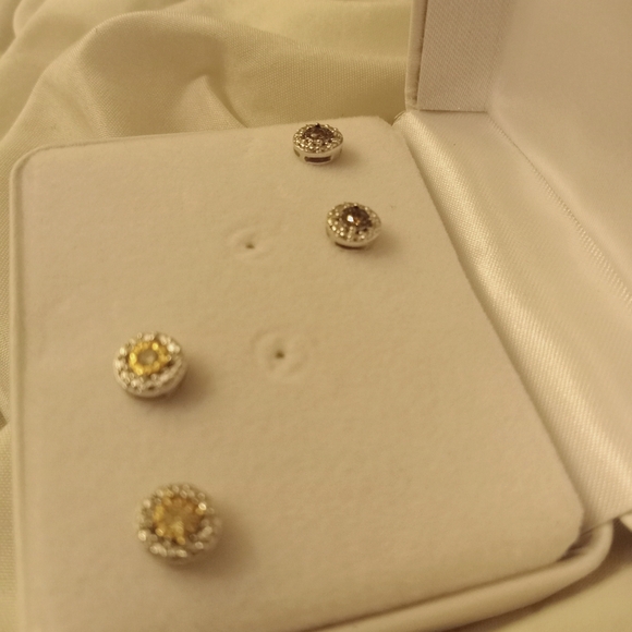 1/4 CT diamond earrings 925 Silver - Picture 6 of 7